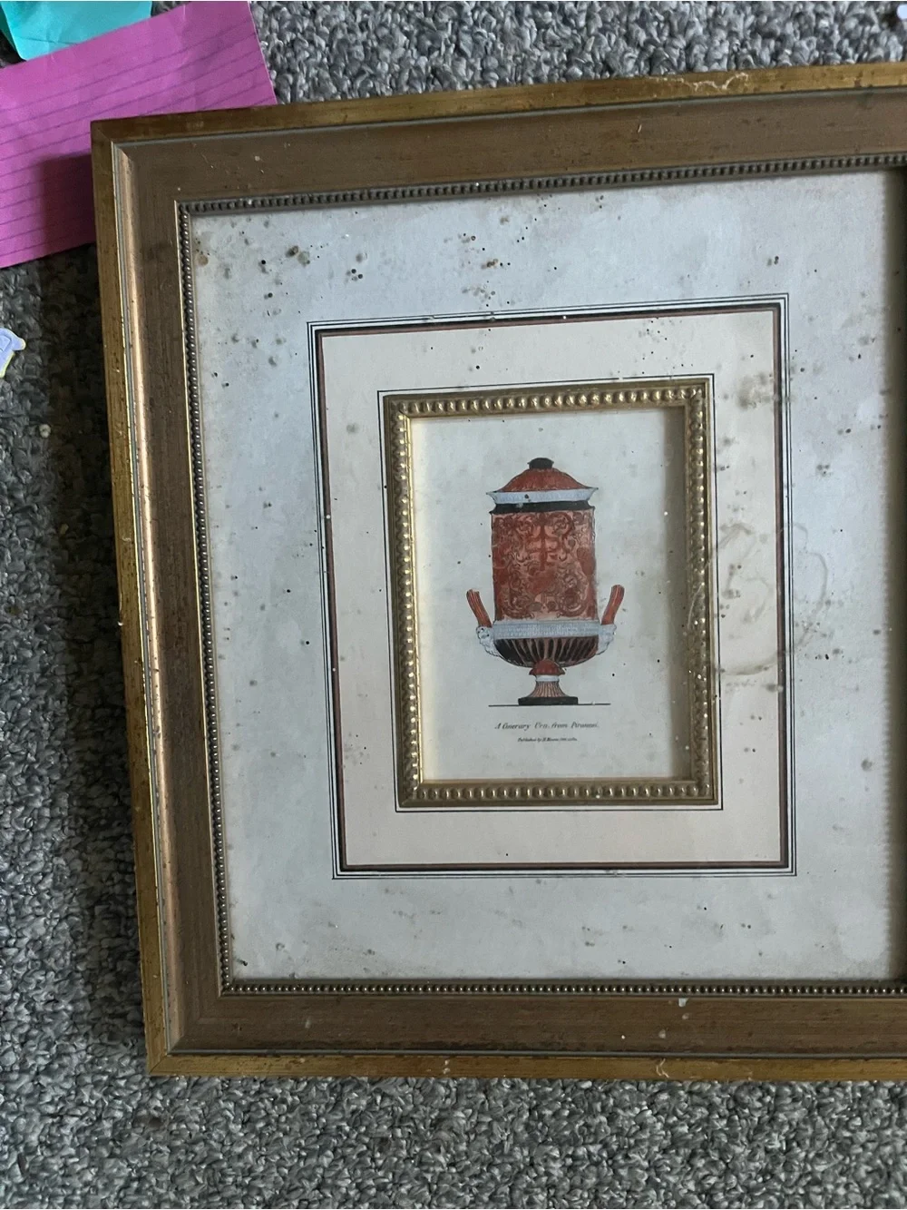 Gold Framed Red Urn Art Print - Unbranded